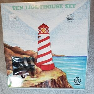 Rare Kurt Adler Lighthouse String Light Set Beach Theme Summer Party Lights 10